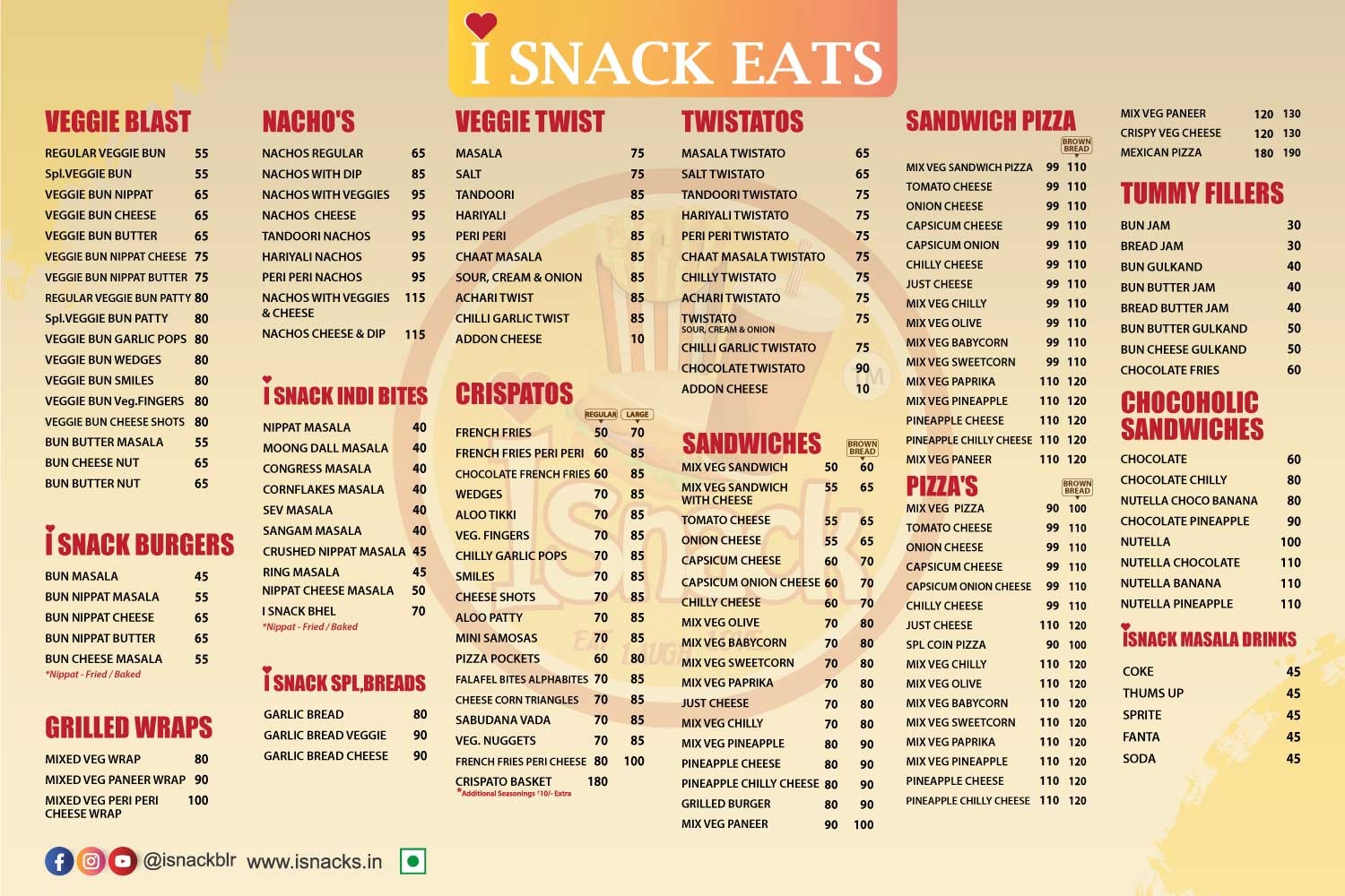 ISnack : Menu